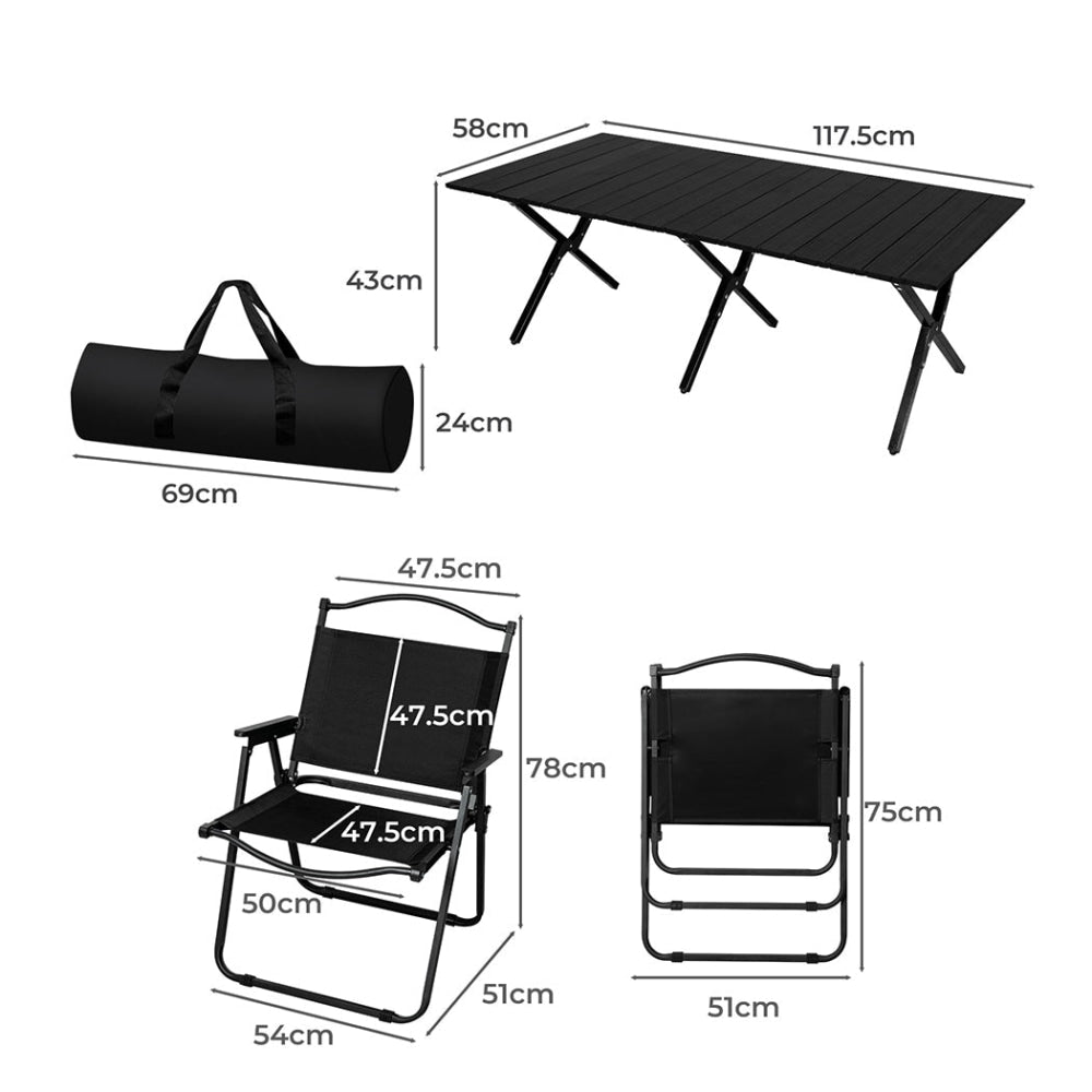 Levede Folding Camping Table Chair Set Portable Picnic Outdoor Foldable Chairs Furniture Fast shipping On sale