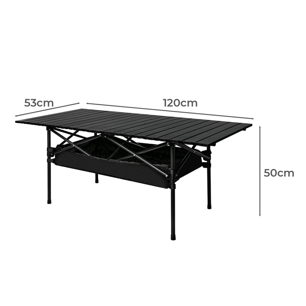 Levede Folding Camping Table Portable Picnic Outdoor BBQ Desk Egg Roll Black Furniture Fast shipping On sale