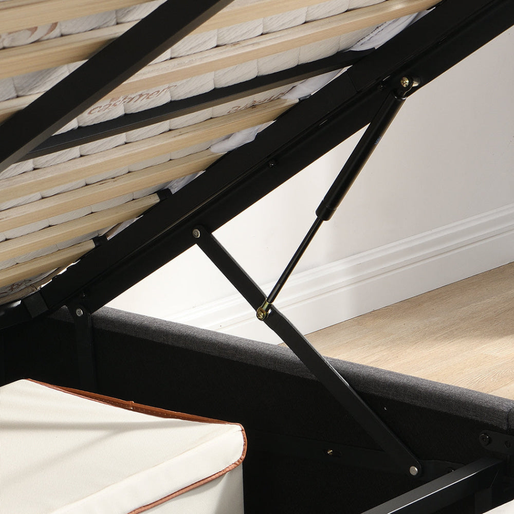 Levede King Bed Frame Gas Lift Storage LED Light USB Fast shipping On sale