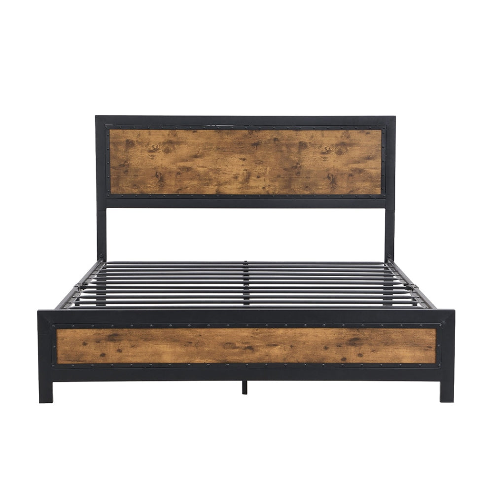 Levede Metal Bed Frame Double Mattress Base Platform Wooden 4 Drawers Rustic Fast shipping On sale