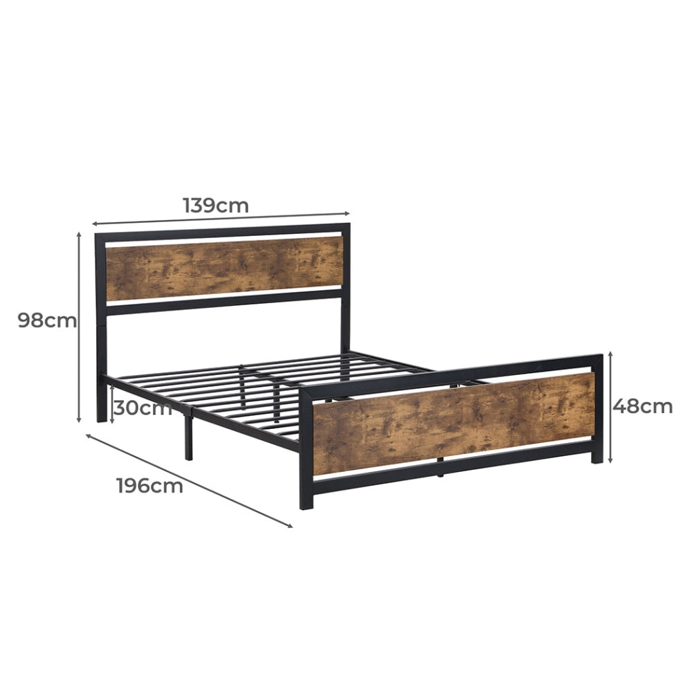 Levede Metal Bed Frame Mattress Base Platform Wooden Industrial Double Rustic Fast shipping On sale