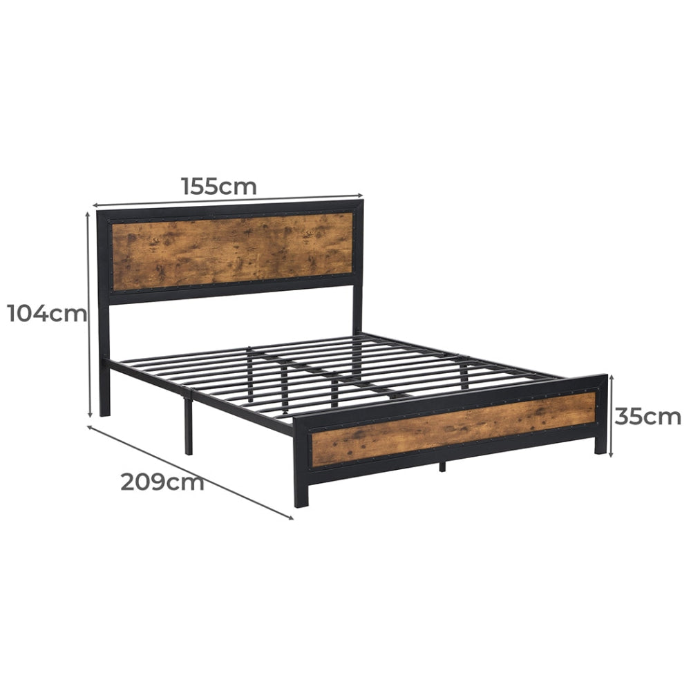 Levede Metal Bed Frame Mattress Base Platform Wooden Rivets Drawers Queen Fast shipping On sale