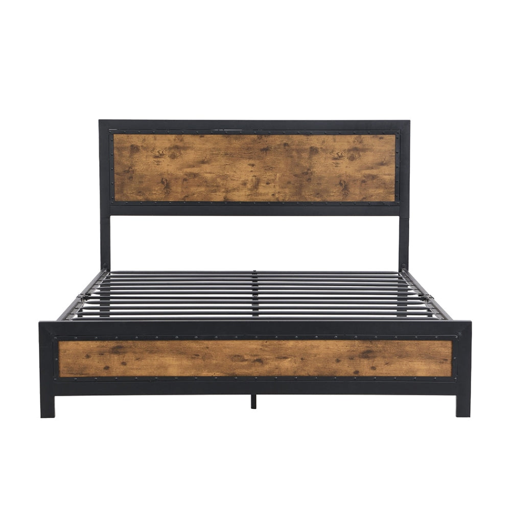 Levede Metal Bed Frame Queen Mattress Base Platform Wooden 4 Drawers Rustic Fast shipping On sale