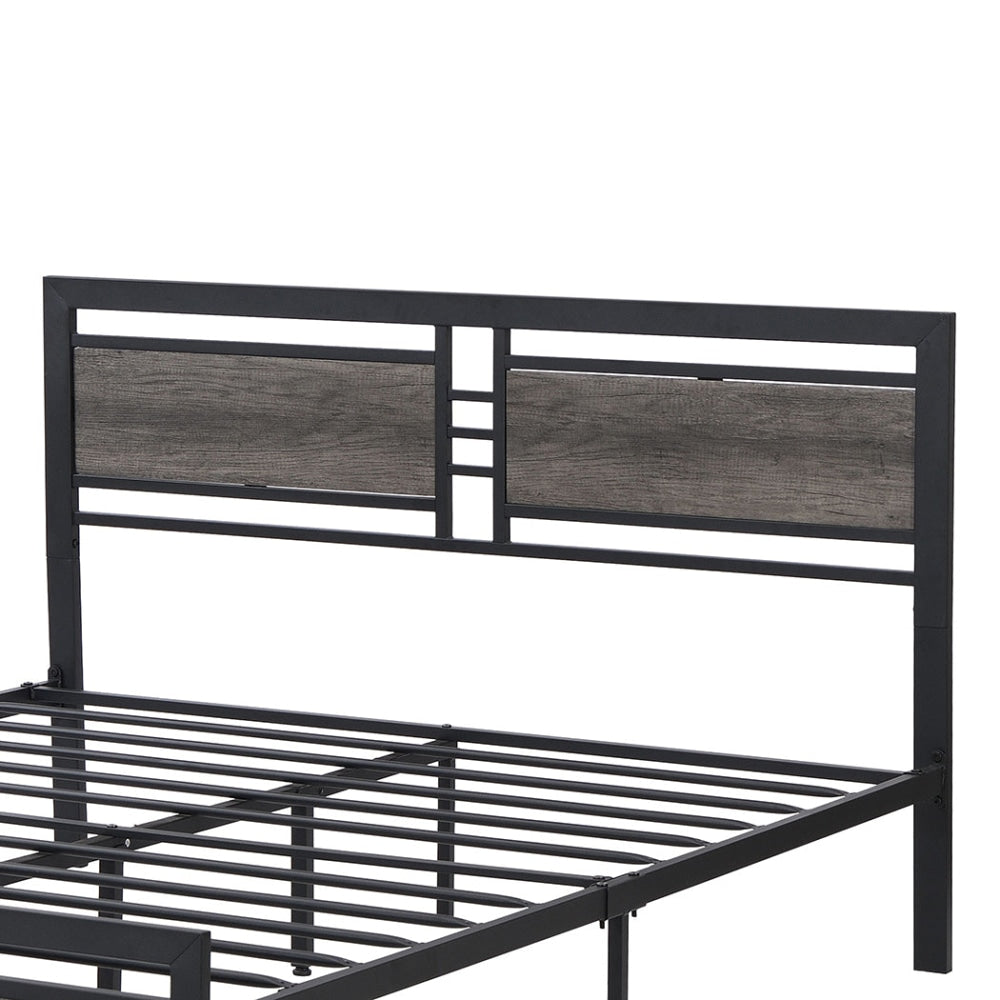 Levede Metal Bed Frame Queen Size Mattress Base Platform Wooden Headboard Grey Fast shipping On sale