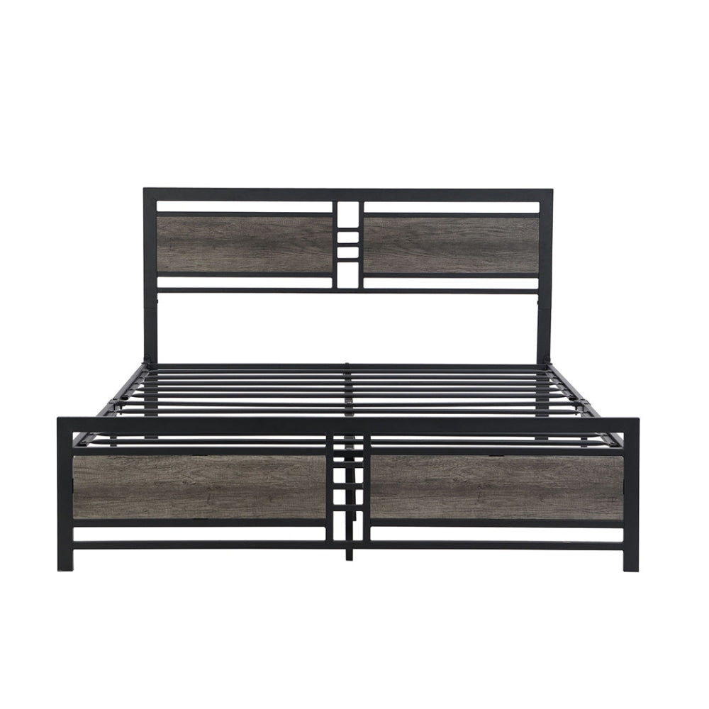 Levede Metal Bed Frame Queen Size Mattress Base Platform Wooden Headboard Grey Fast shipping On sale