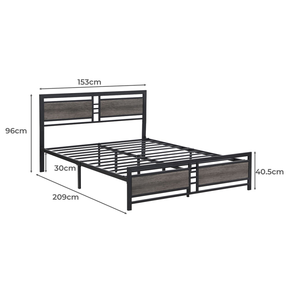 Levede Metal Bed Frame Queen Size Mattress Base Platform Wooden Headboard Grey Fast shipping On sale