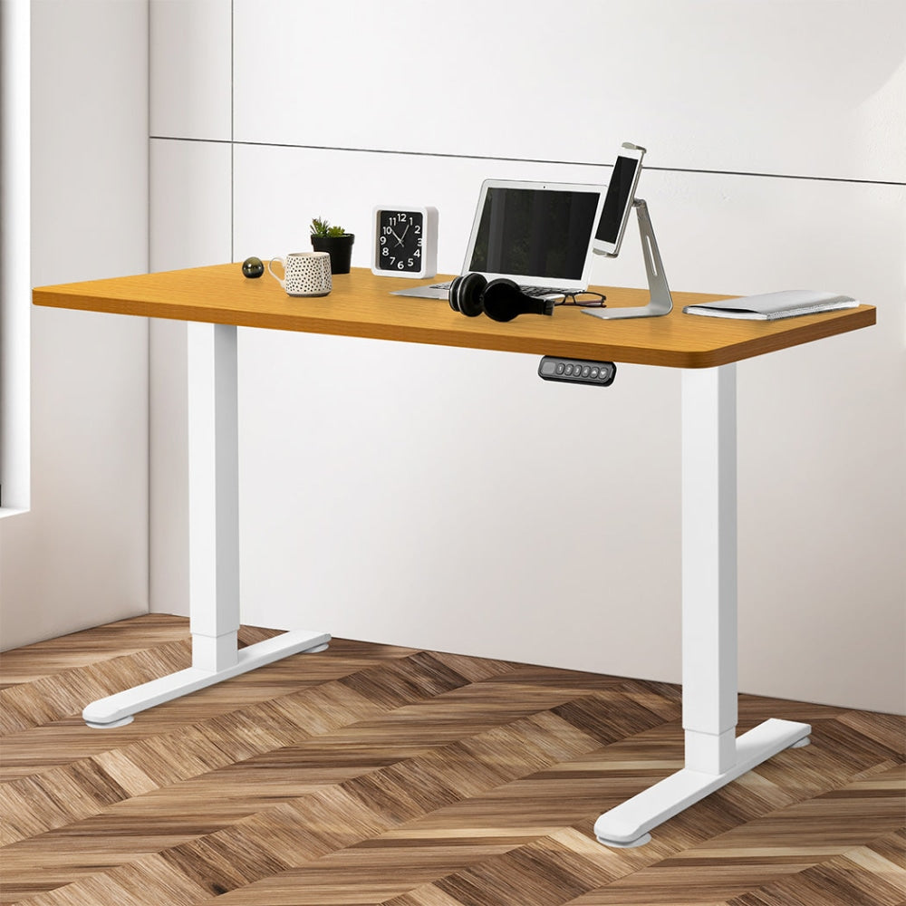 Levede Motorised Standing Desk Adjustable Electric Sit Stand Dual Motor 120CM White Natural Office Fast shipping On sale