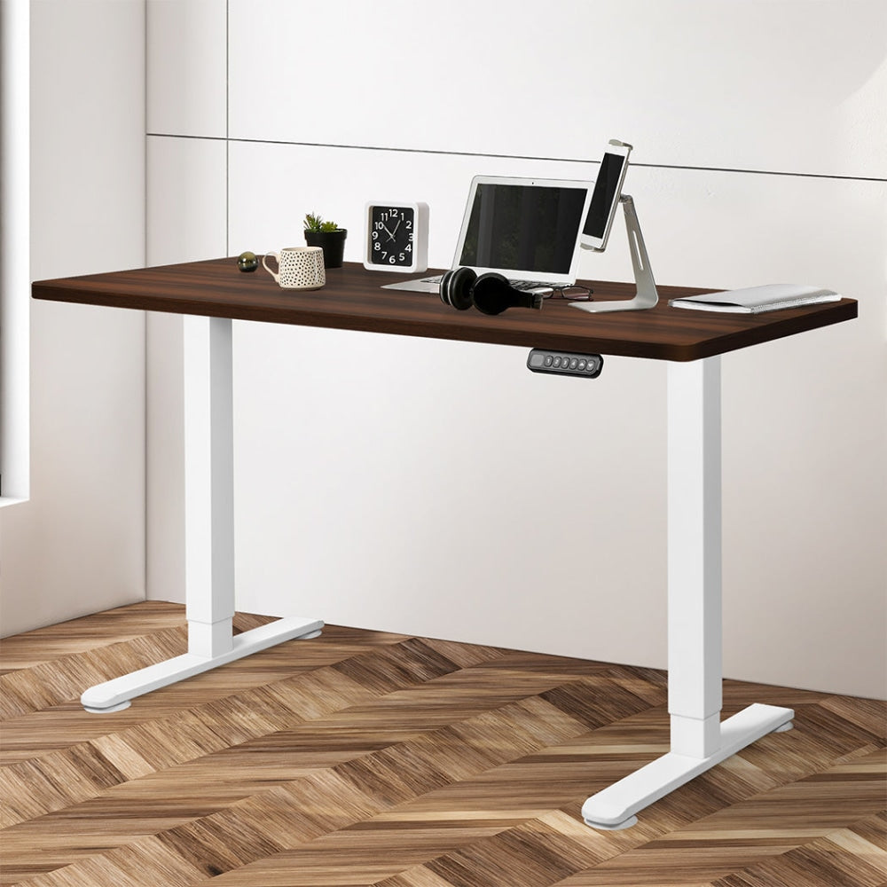 Levede Motorised Standing Desk Adjustable Electric Sit Stand Dual Motor 120CM White Walnut Office Fast shipping On sale