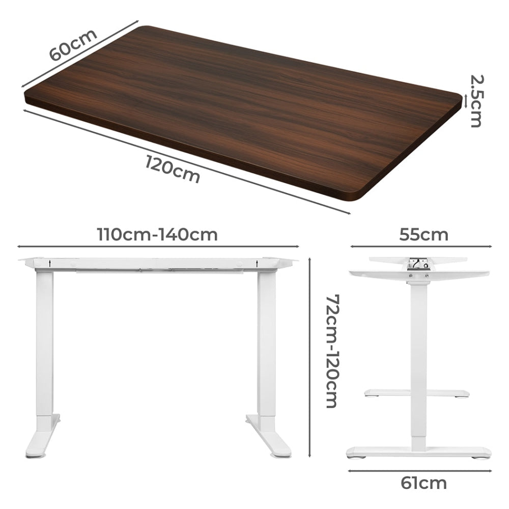 Levede Motorised Standing Desk Adjustable Electric Sit Stand Dual Motor 120CM White Walnut Office Fast shipping On sale