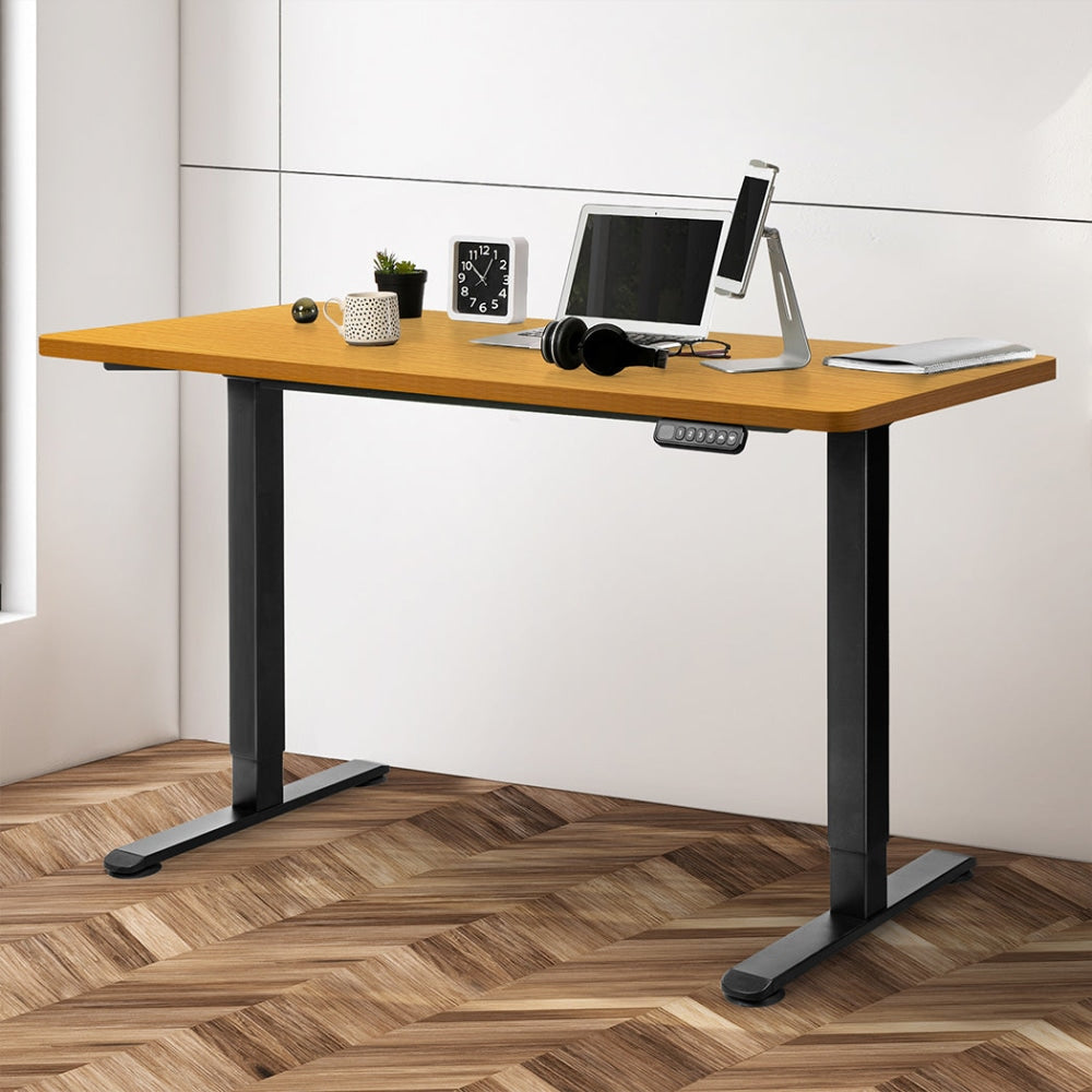 Levede Motorised Standing Desk Adjustable Electric Sit Stand Dual Motor 140CM Black Natural Office Fast shipping On sale