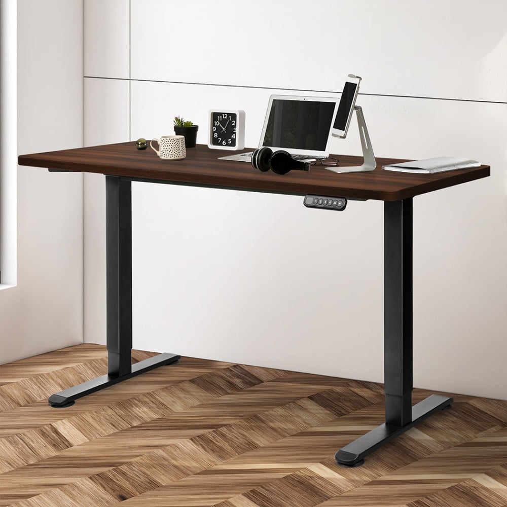 Levede Motorised Standing Desk Adjustable Electric Sit Stand Dual Motor 140CM Black Walnut Office Fast shipping On sale