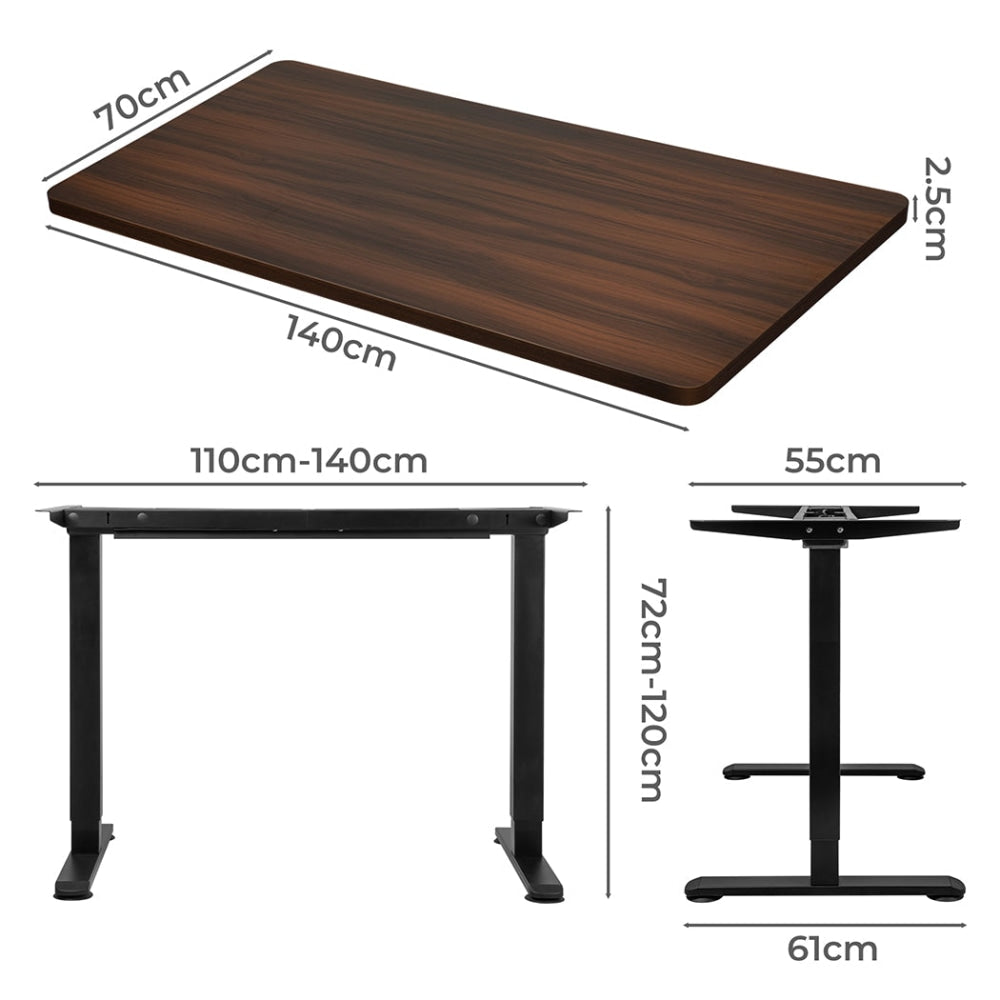 Levede Motorised Standing Desk Adjustable Electric Sit Stand Dual Motor 140CM Black Walnut Office Fast shipping On sale