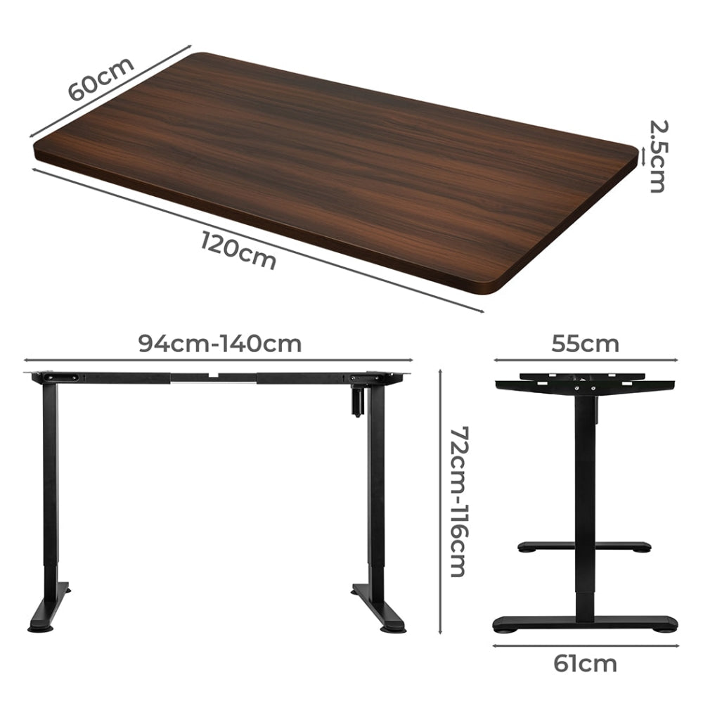 Levede Motorised Standing Desk Height Adjustable Electric Sit Stand Table 120CM Black Walnut Office Fast shipping On sale
