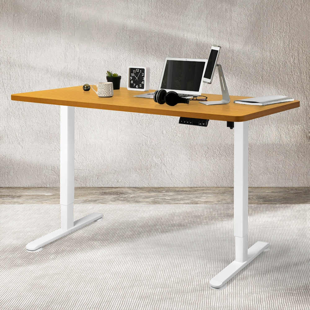 Levede Motorised Standing Desk Height Adjustable Electric Sit Stand Table 120CM White Natural Office Fast shipping On sale