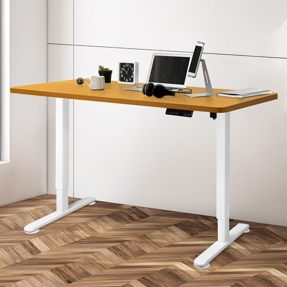 Levede Motorised Standing Desk Height Adjustable Electric Sit Stand Table 120CM White Natural Office Fast shipping On sale