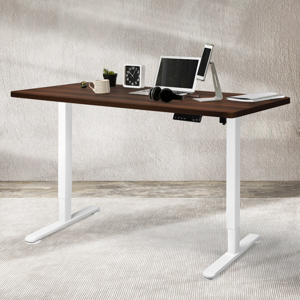 Levede Motorised Standing Desk Height Adjustable Electric Sit Stand Table 120CM White Walnut Office Fast shipping On sale