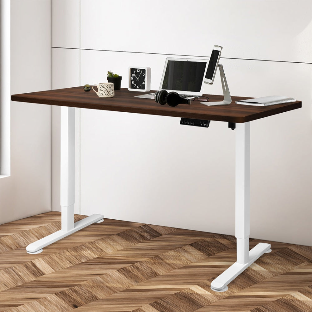 Levede Motorised Standing Desk Height Adjustable Electric Sit Stand Table 120CM White Walnut Office Fast shipping On sale