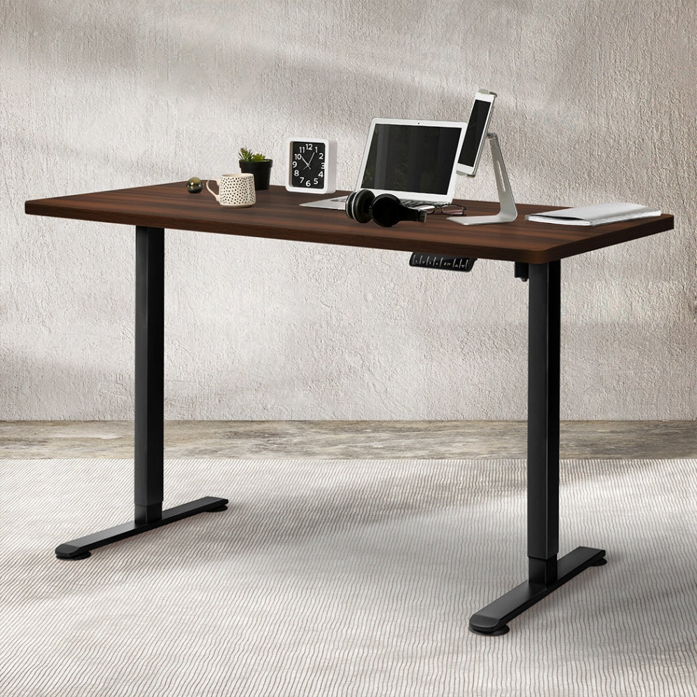 Levede Motorised Standing Desk Height Adjustable Electric Sit Stand Table 140CM Black Walnut Office Fast shipping On sale