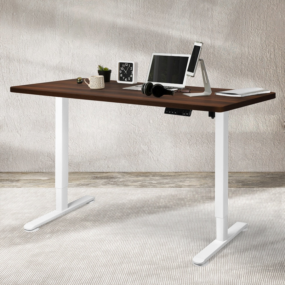 Levede Motorised Standing Desk Height Adjustable Electric Sit Stand Table 140CM White Walnut Office Fast shipping On sale