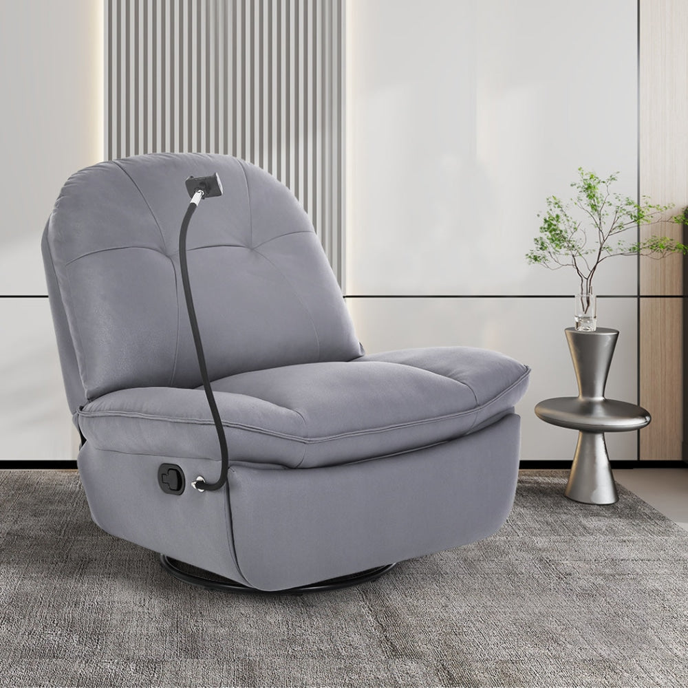 Levede Recliner Chair Lounge 360°Swivel Rocker Sofa Comfy Armchair Grey Fast shipping On sale