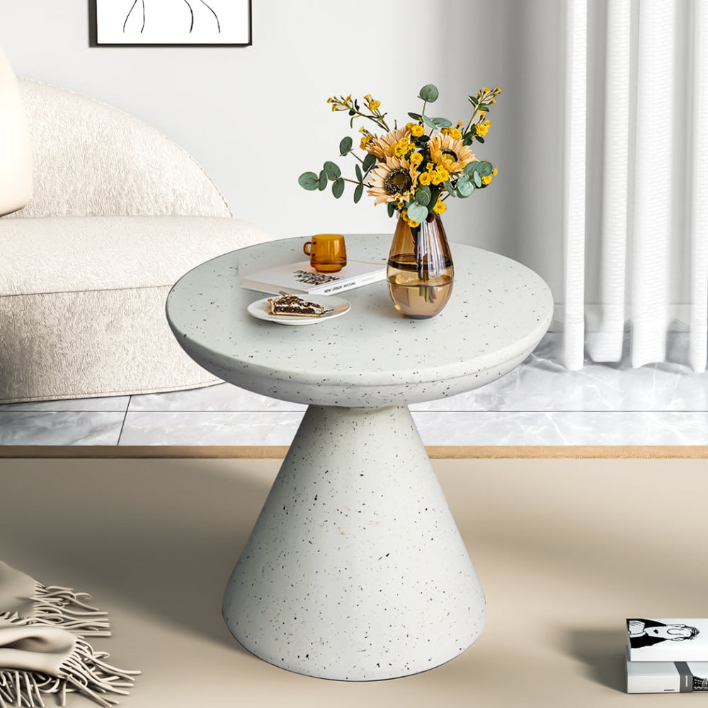 Levede Side Table Terrazzo Coffee Tables Modern Hourglass Stool Stand Beige 51cm Fast shipping On sale