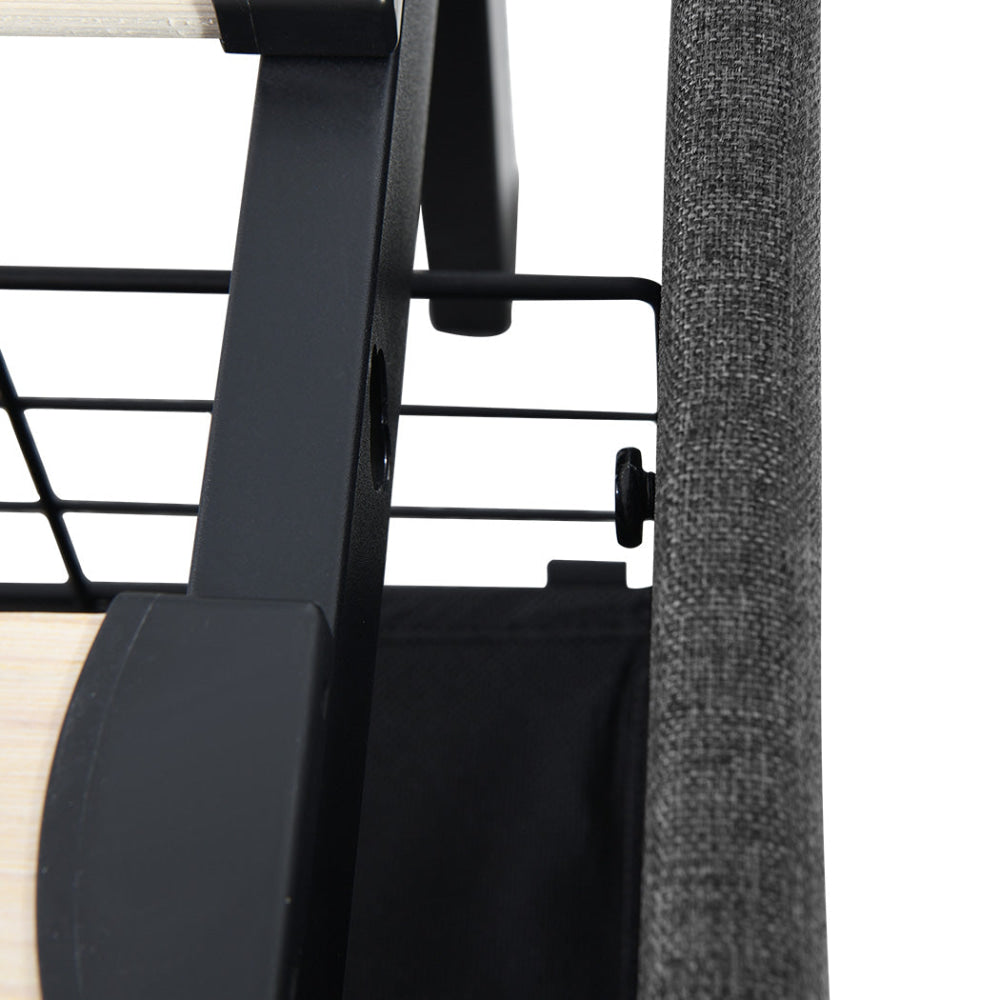 Levede Single Bed Frame Fabric Storage Drawer LED USB Fast shipping On sale