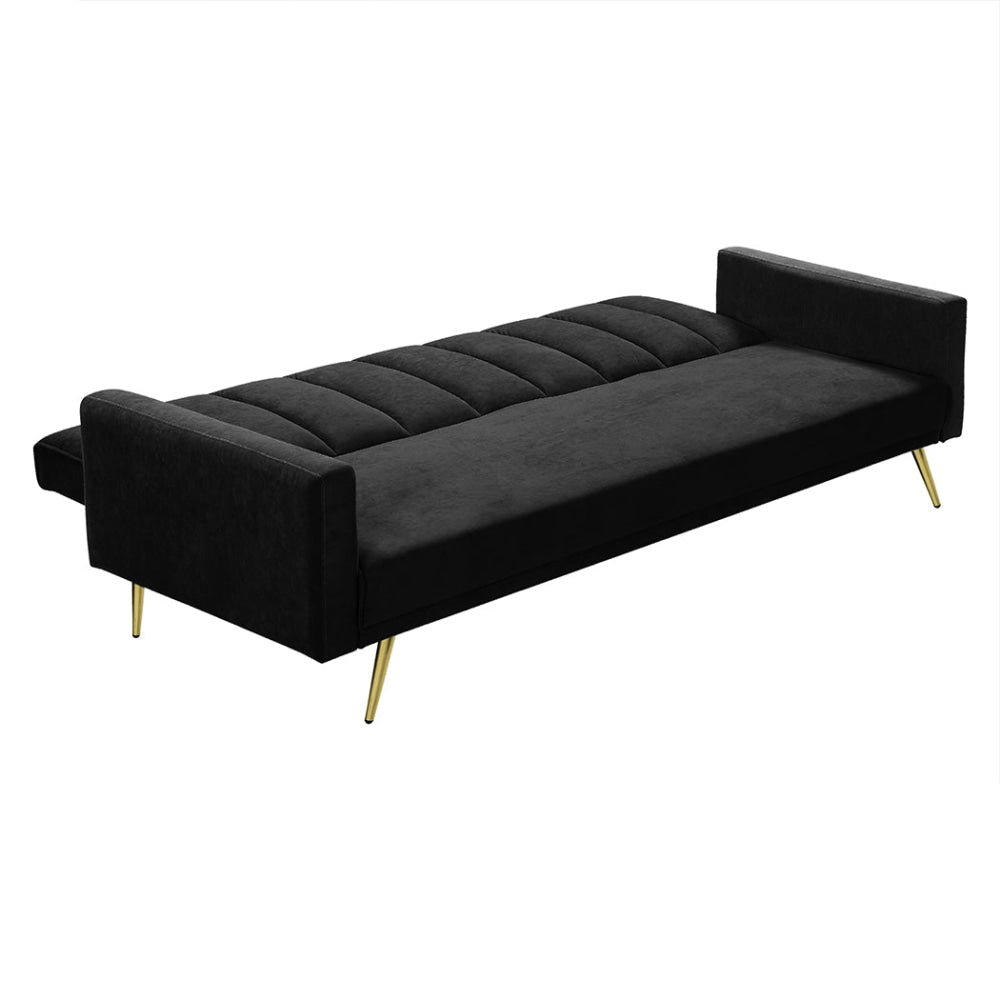 Levede Sofa Bed Convertible Velvet Lounge Recliner Couch Sleeper 3 Seater Black Fast shipping On sale