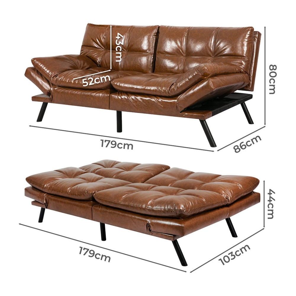 Levede Sofa Bed Futon Recliner Lounge Couch Convertible PU Faux Leather 3-Seater Fast shipping On sale