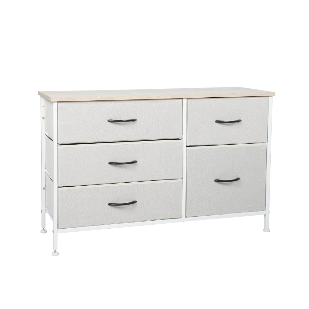 Levede Storage Cabinet Tower Chest of Drawers Dresser Tallboy 5 Drawer Beige Of Fast shipping On sale