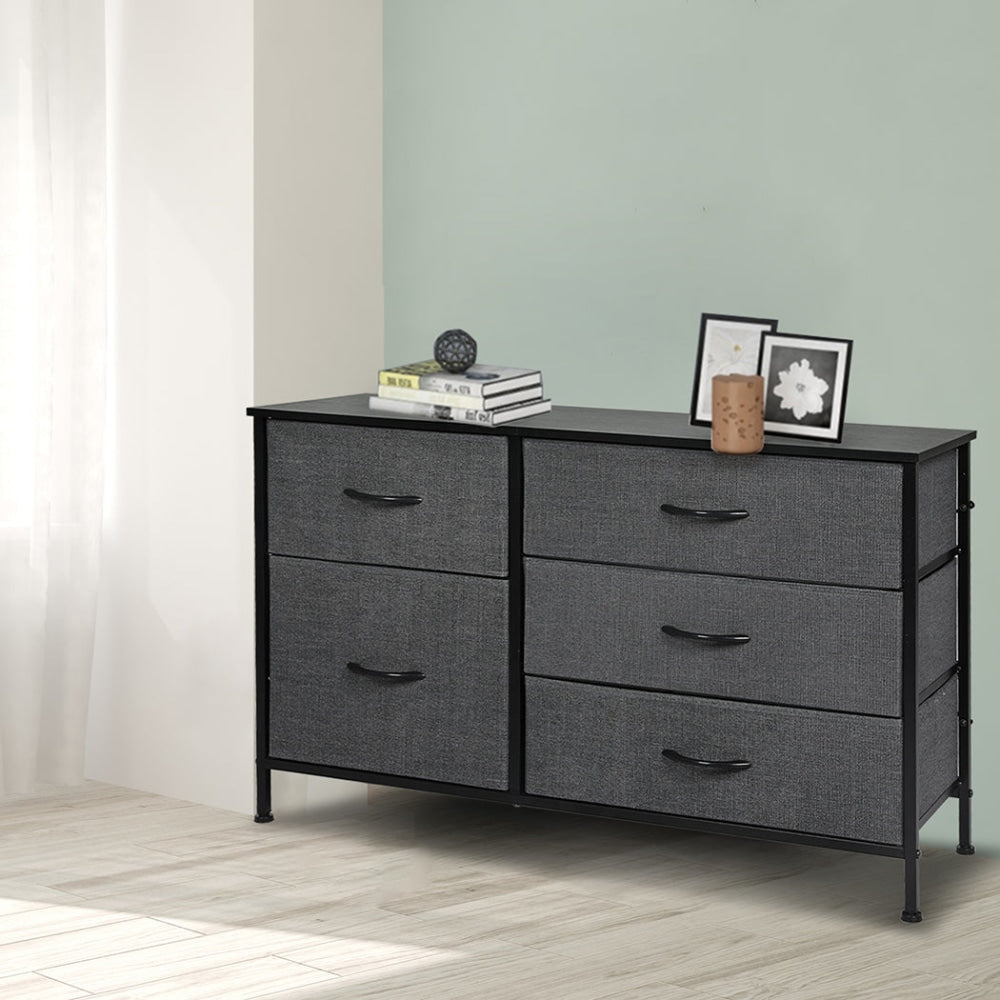 Levede Storage Cabinet Tower Chest of Drawers Dresser Tallboy 5 Drawer Grey Of Fast shipping On sale