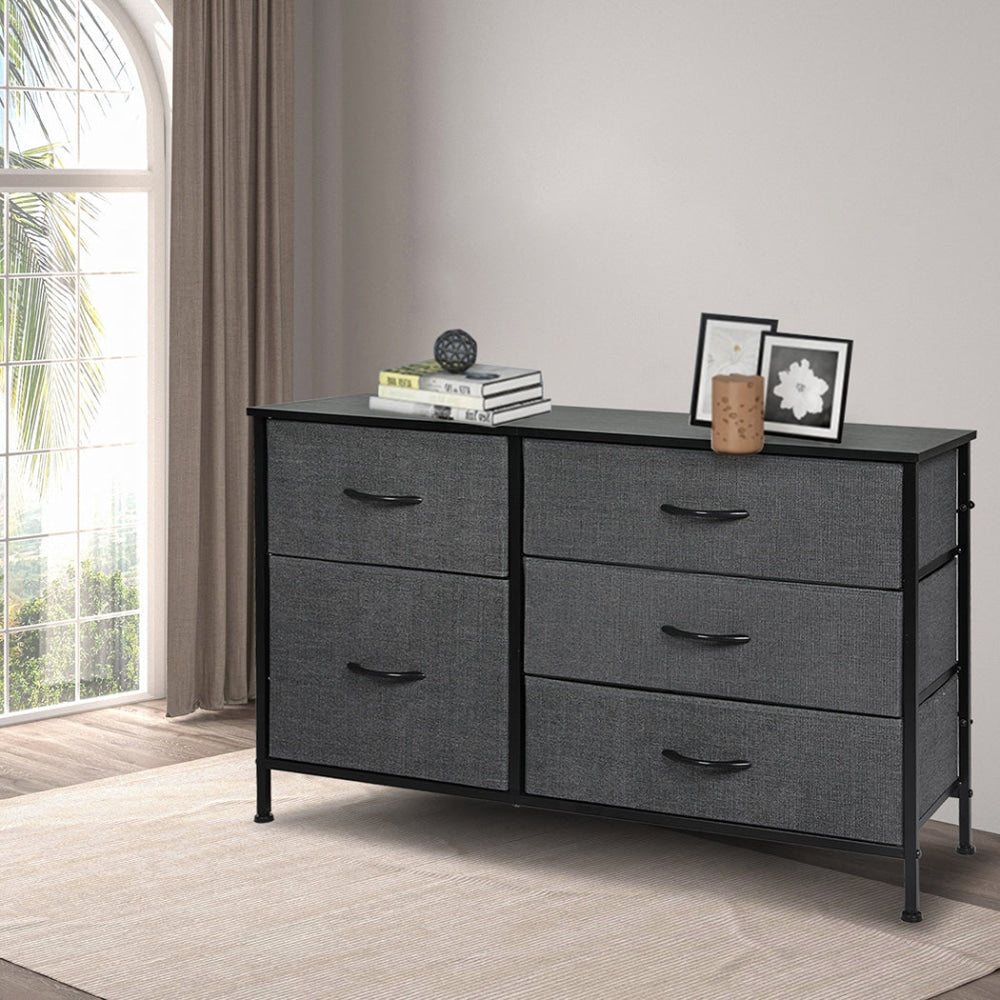 Levede Storage Cabinet Tower Chest of Drawers Dresser Tallboy 5 Drawer Grey Of Fast shipping On sale