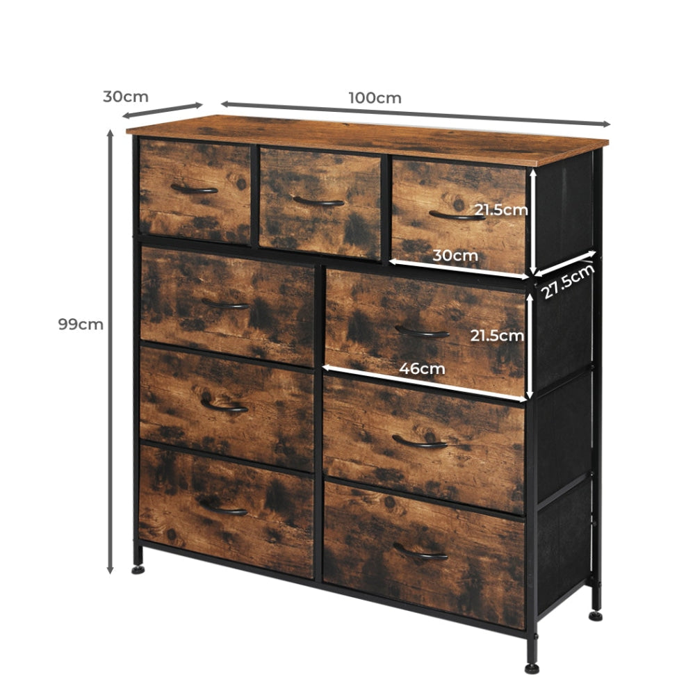 Levede Storage Cabinet Tower Chest of Drawers Dresser Tallboy Drawer Retro Brown Of Fast shipping On sale