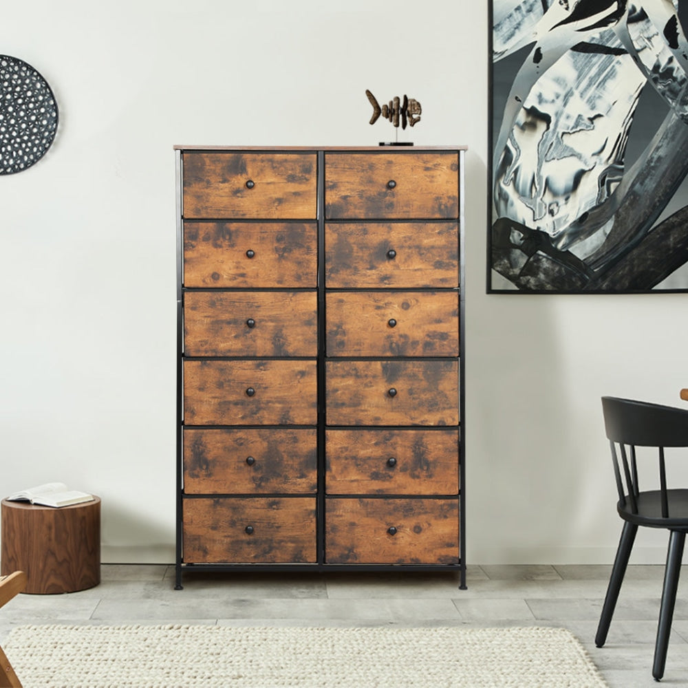 Levede Storage Cabinet Tower Chest of Drawers Dresser Tallboy Drawer Retro Brown Of Fast shipping On sale