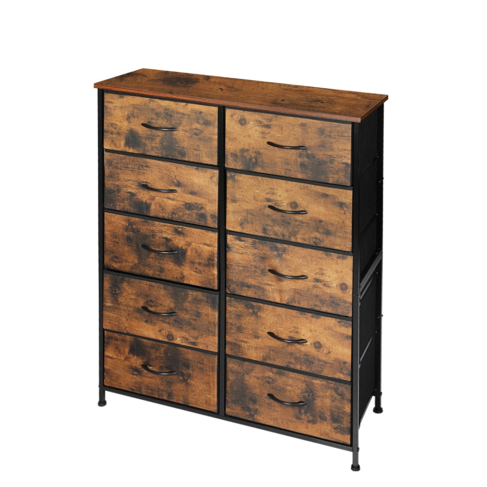 Levede Storage Cabinet Tower Chest of Drawers Dresser Tallboy Drawer Retro Brown Of Fast shipping On sale