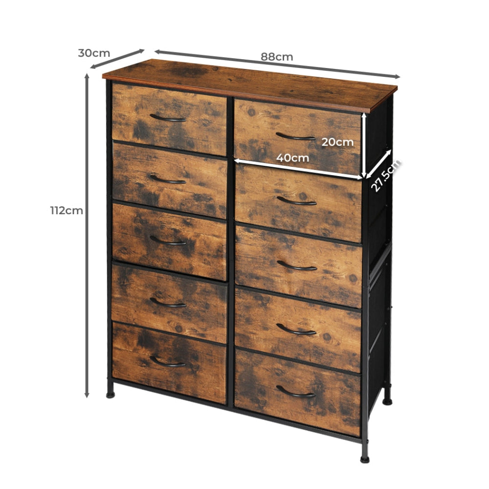 Levede Storage Cabinet Tower Chest of Drawers Dresser Tallboy Drawer Retro Brown Of Fast shipping On sale