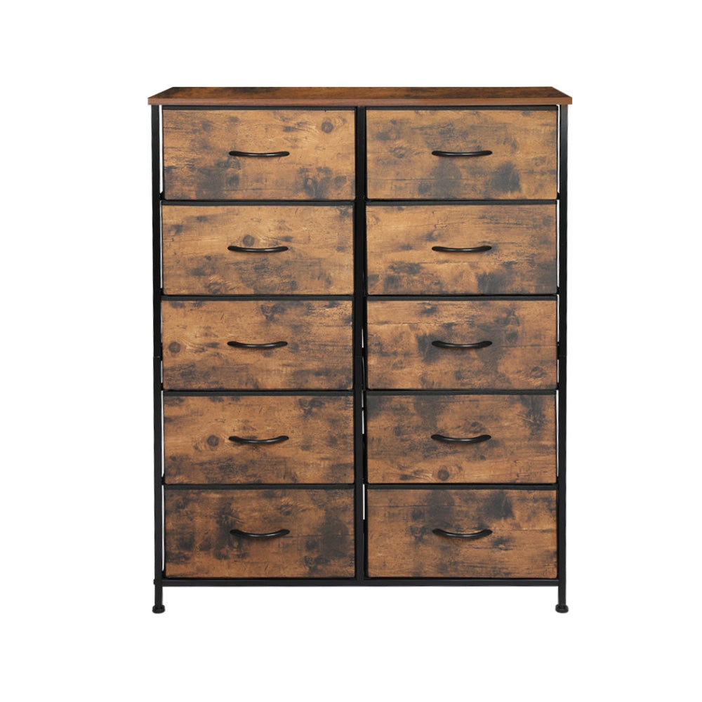 Levede Storage Cabinet Tower Chest of Drawers Dresser Tallboy Drawer Retro Brown Of Fast shipping On sale