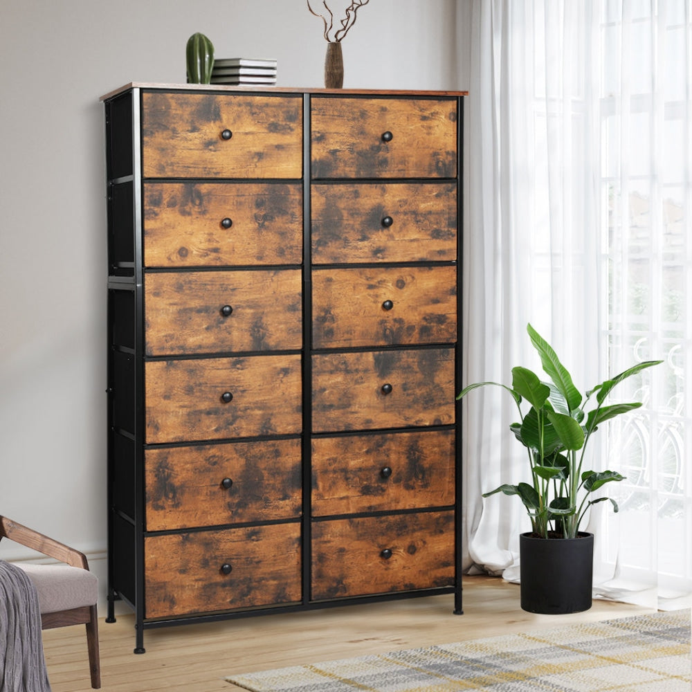 Levede Storage Cabinet Tower Chest of Drawers Dresser Tallboy Drawer Retro Brown Of Fast shipping On sale