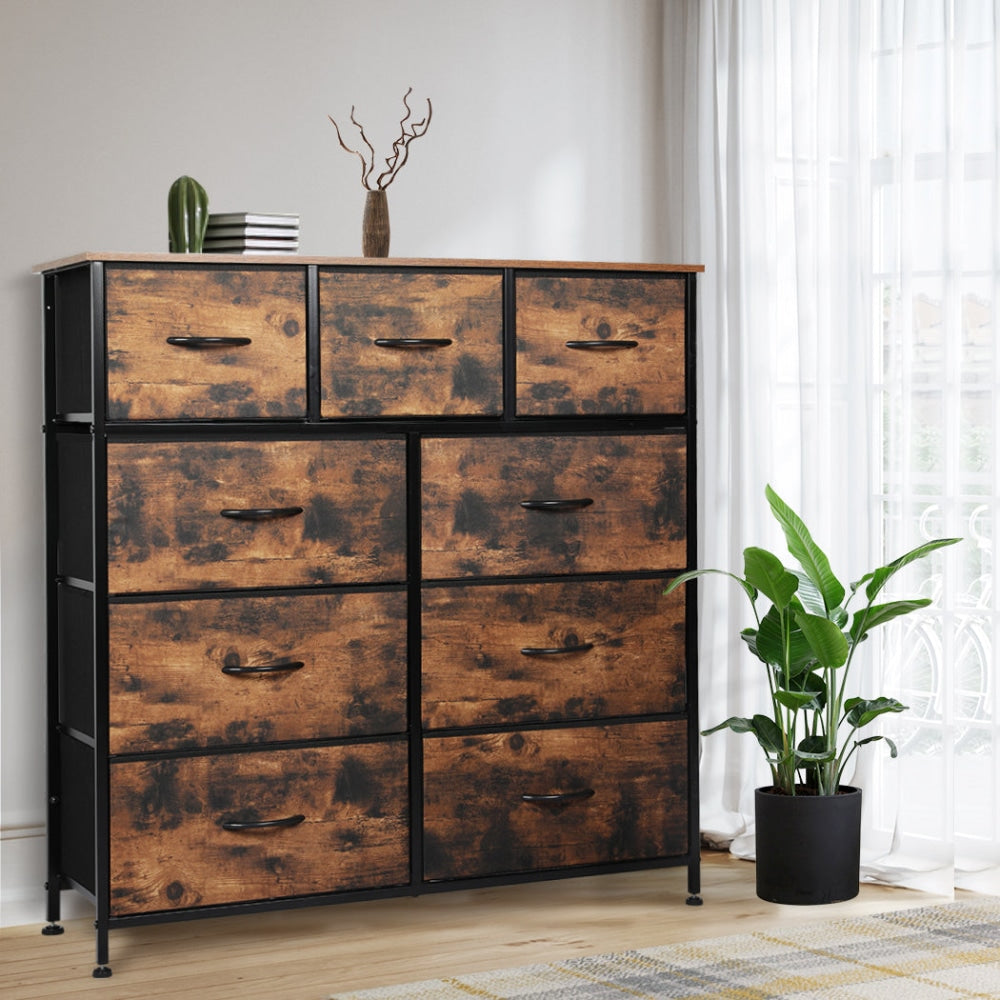 Levede Storage Cabinet Tower Chest of Drawers Dresser Tallboy Drawer Retro Brown Of Fast shipping On sale