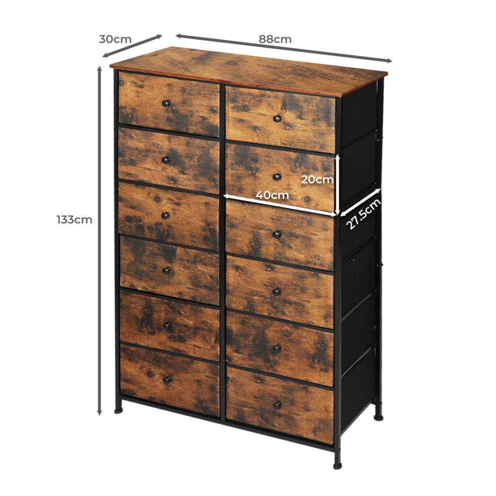 Levede Storage Cabinet Tower Chest of Drawers Dresser Tallboy Drawer Retro Brown Of Fast shipping On sale