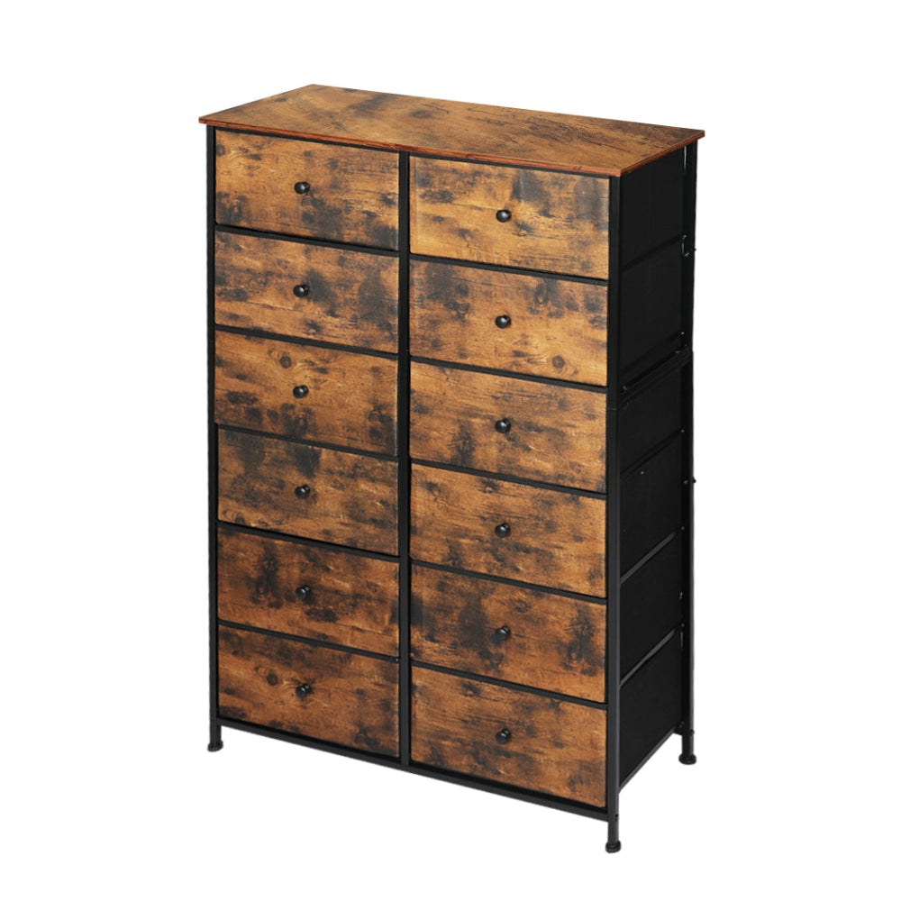 Levede Storage Cabinet Tower Chest of Drawers Dresser Tallboy Drawer Retro Brown Of Fast shipping On sale