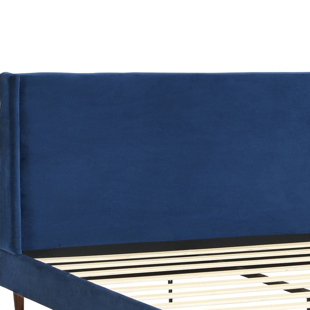 Levede Velvet Bed Frame Double Size Mattress Base Platform Wooden Headboard Blue Fast shipping On sale