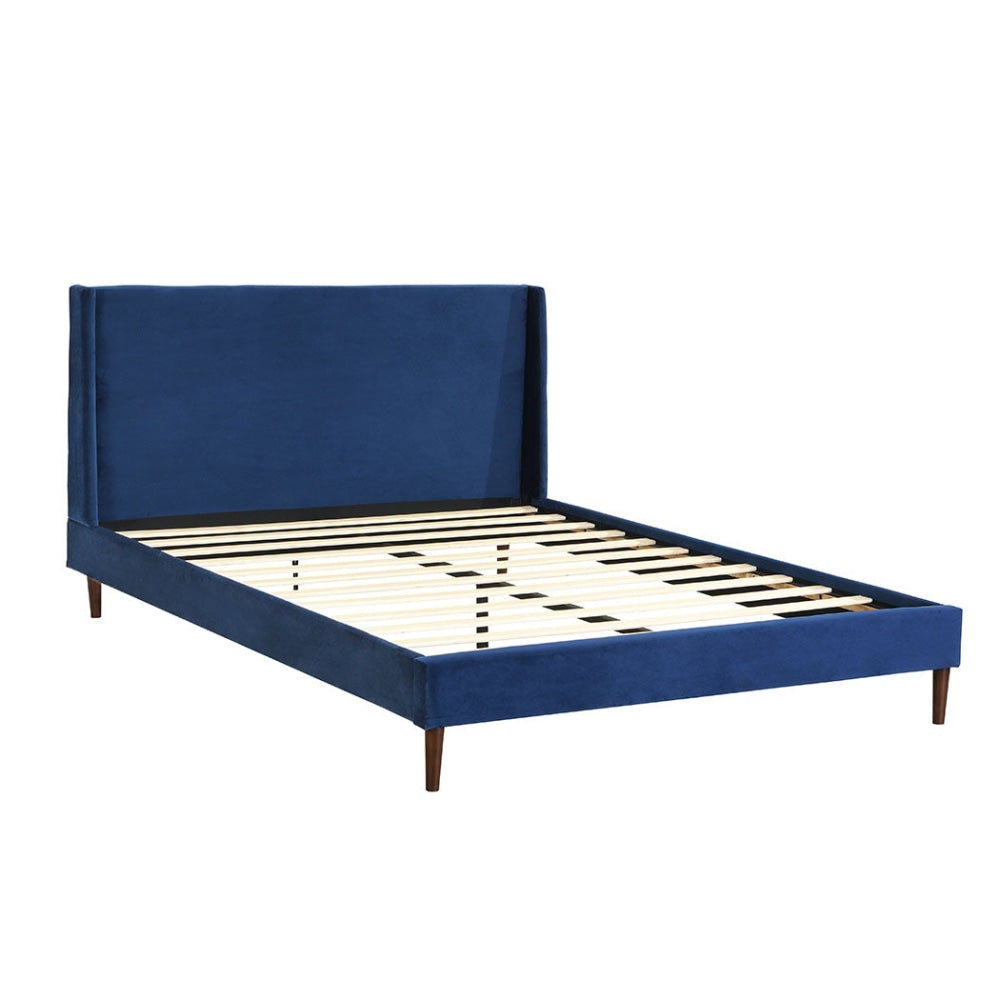 Levede Velvet Bed Frame Double Size Mattress Base Platform Wooden Headboard Blue Fast shipping On sale