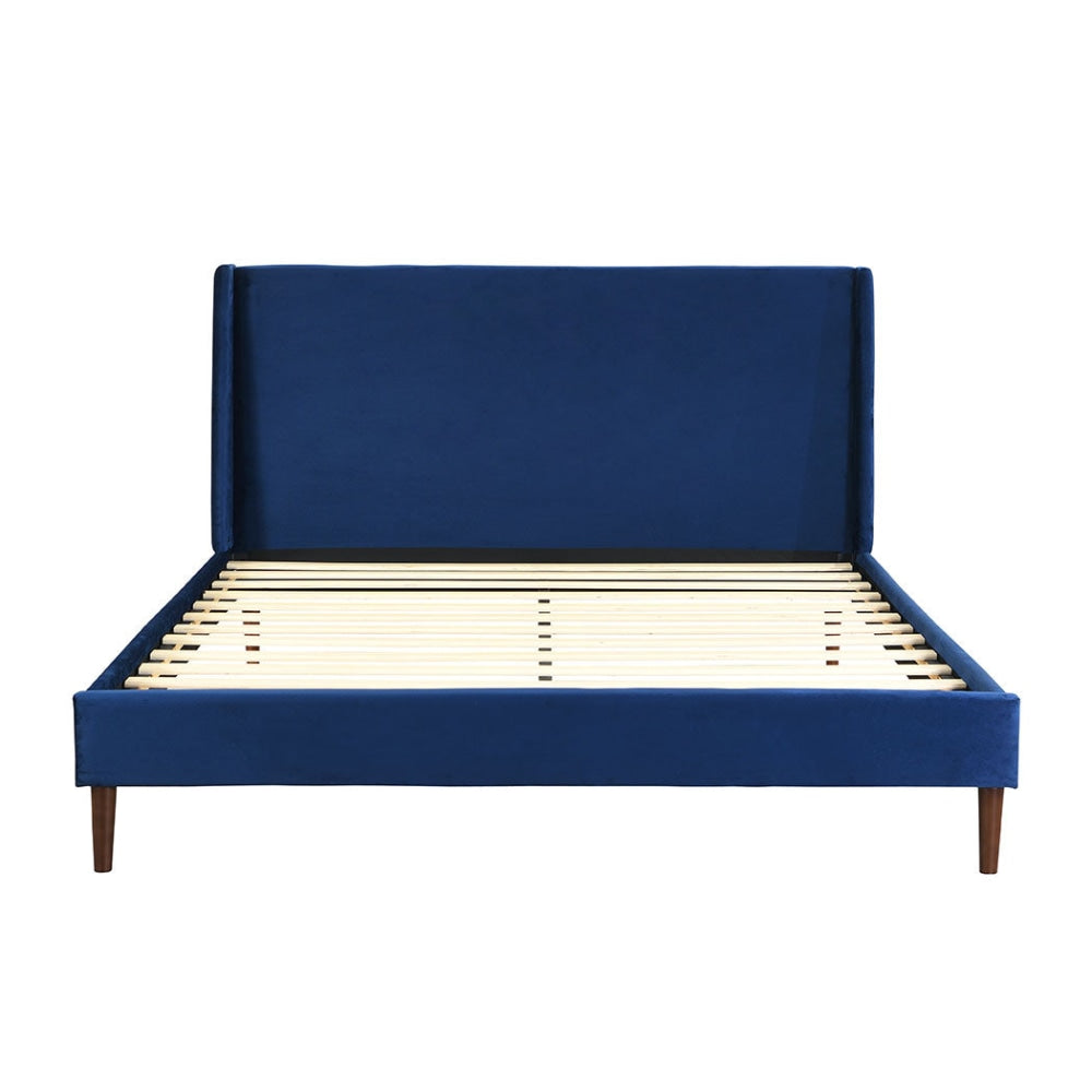 Levede Velvet Bed Frame Double Size Mattress Base Platform Wooden Headboard Blue Fast shipping On sale