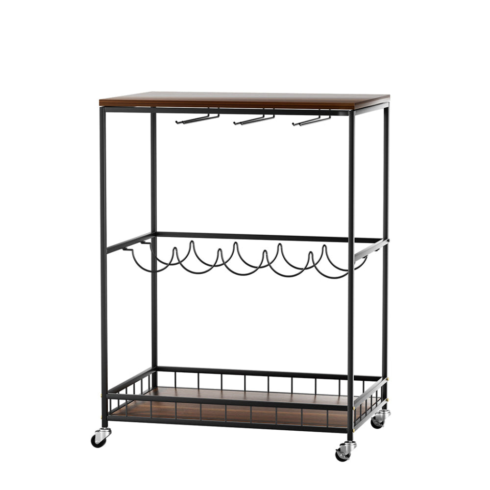 Levede Wooden Bar Cart Drinks Trolley 3 Tire Dining Table Fast shipping On sale