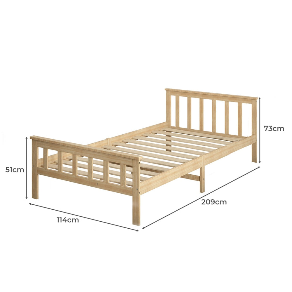 Levede Wooden Bed Frame King Single Size Mattress Base Solid Pine Wood Natural Fast shipping On sale