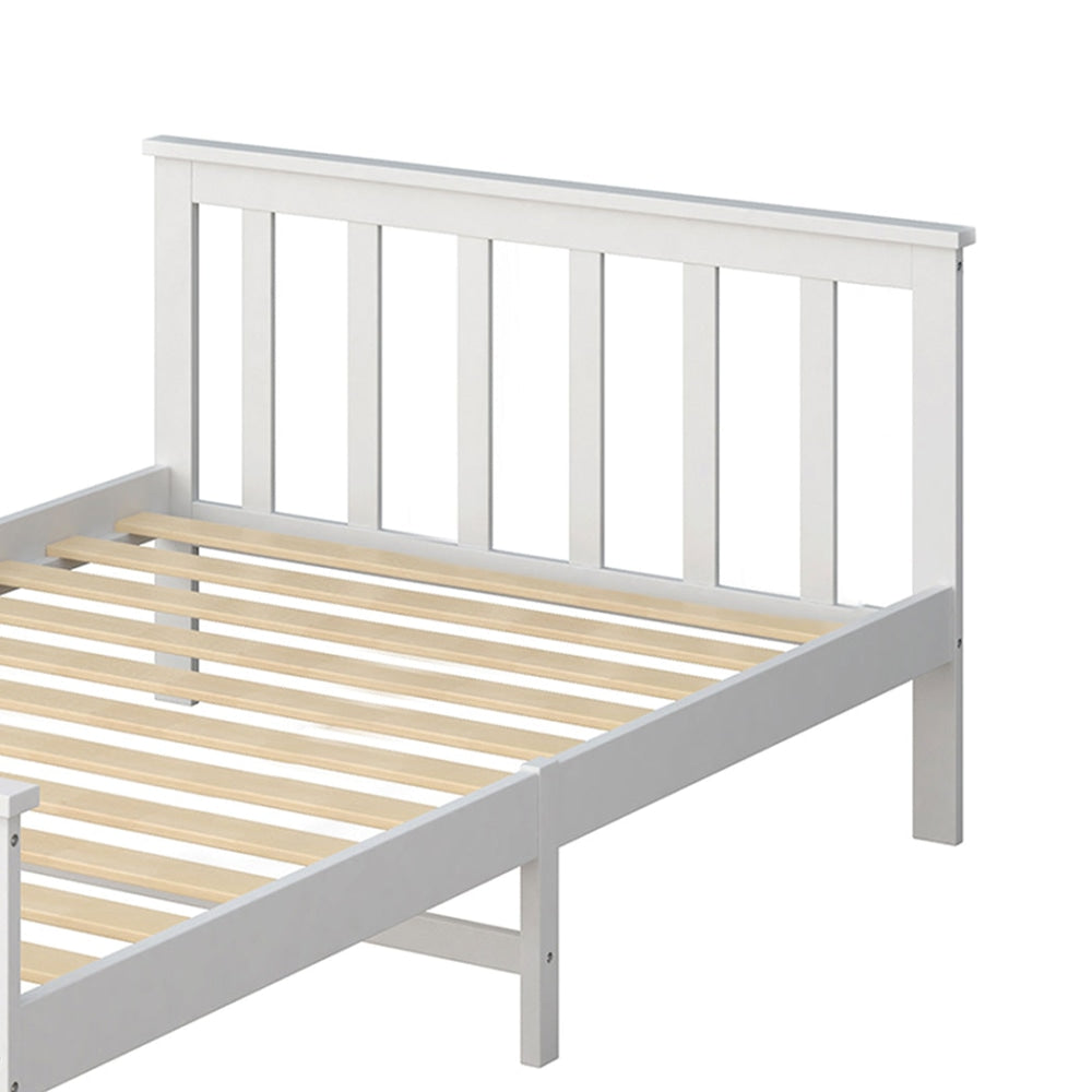 Levede Wooden Bed Frame King Single Size Mattress Base Solid Pine Wood White Fast shipping On sale