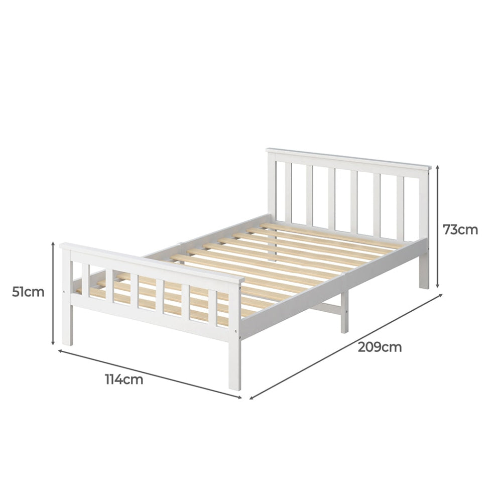 Levede Wooden Bed Frame King Single Size Mattress Base Solid Pine Wood White Fast shipping On sale