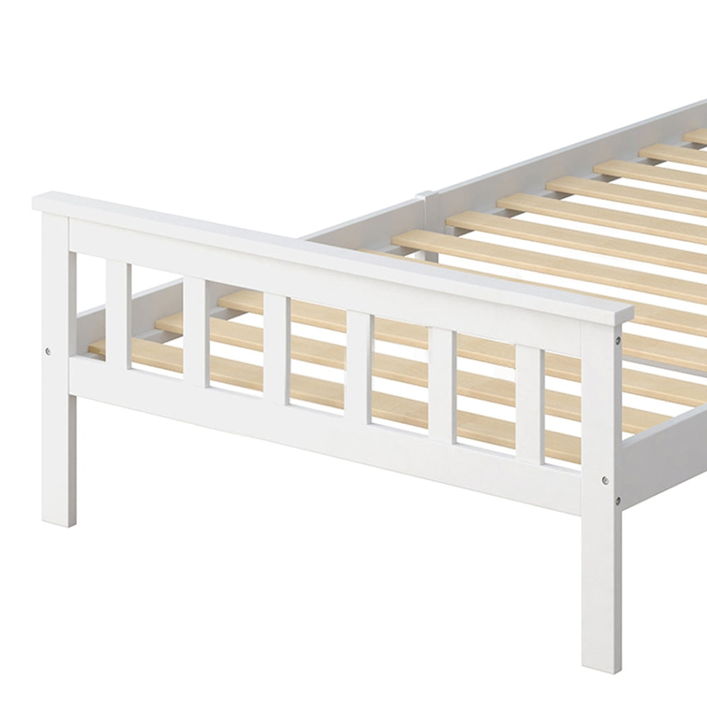 Levede Wooden Bed Frame King Single Size Mattress Base Solid Pine Wood White Fast shipping On sale