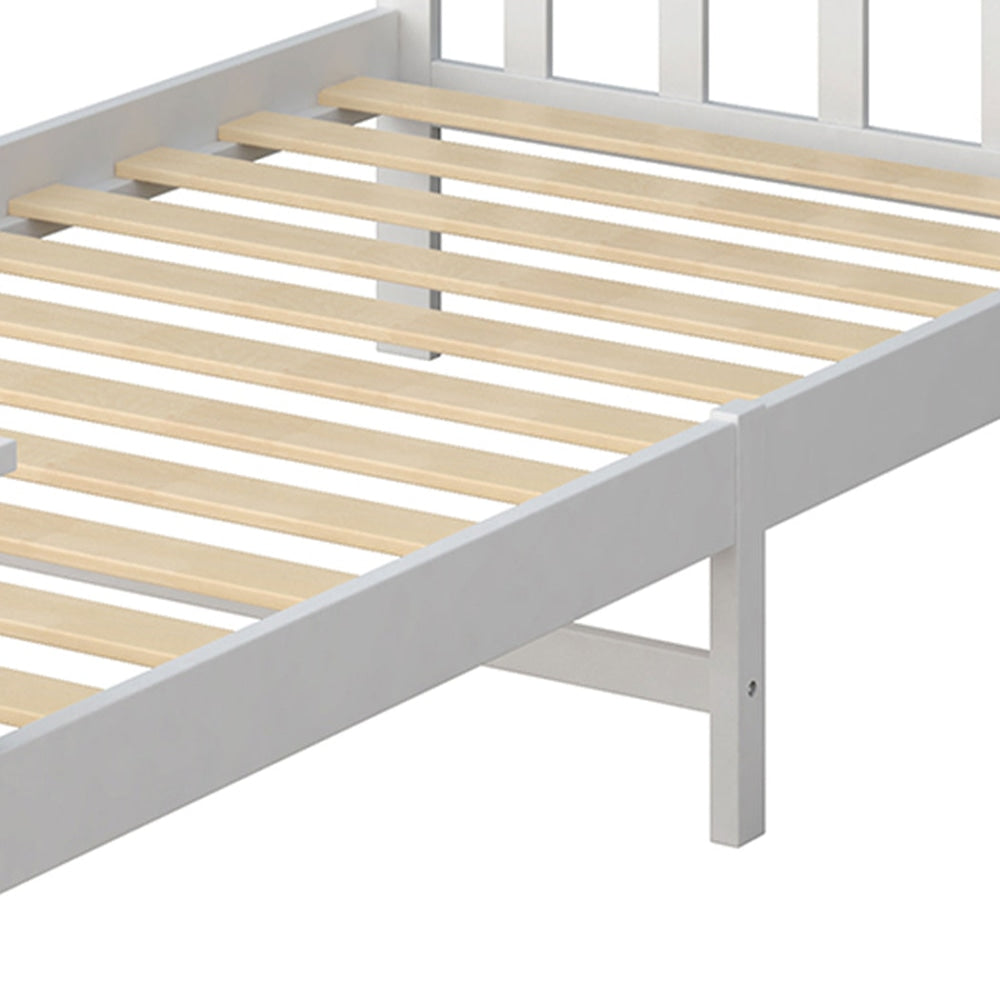 Levede Wooden Bed Frame King Single Size Mattress Base Solid Pine Wood White Fast shipping On sale