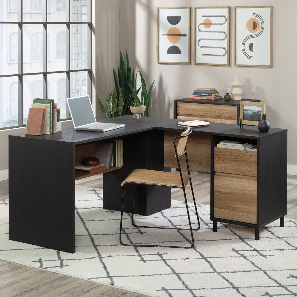 Levi Industrial L-Shape Computer Working Home Office Desk Raven Oak Fast shipping On sale